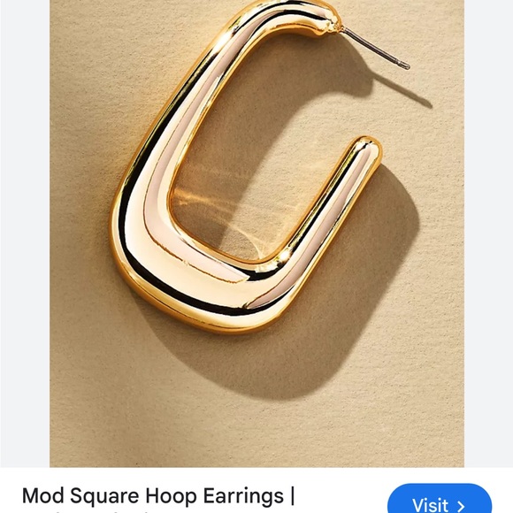 New! Anthropologie Gold Mod Square Hoop Earrings (2001) NWOT - Picture 6 of 7